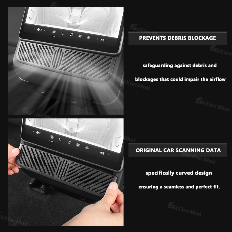 ElecMod Tesla Rear Air Conditioner Air Outlet Protective Cover For Model 3 Highland 2024+/ Model Y Juniper 2025+