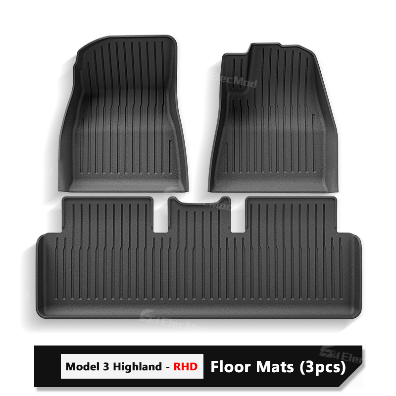 ElecMod Tesla TEP Floor Mats Non-slip Waterproof Durable Car Mats For 2024+ Model 3 Highland