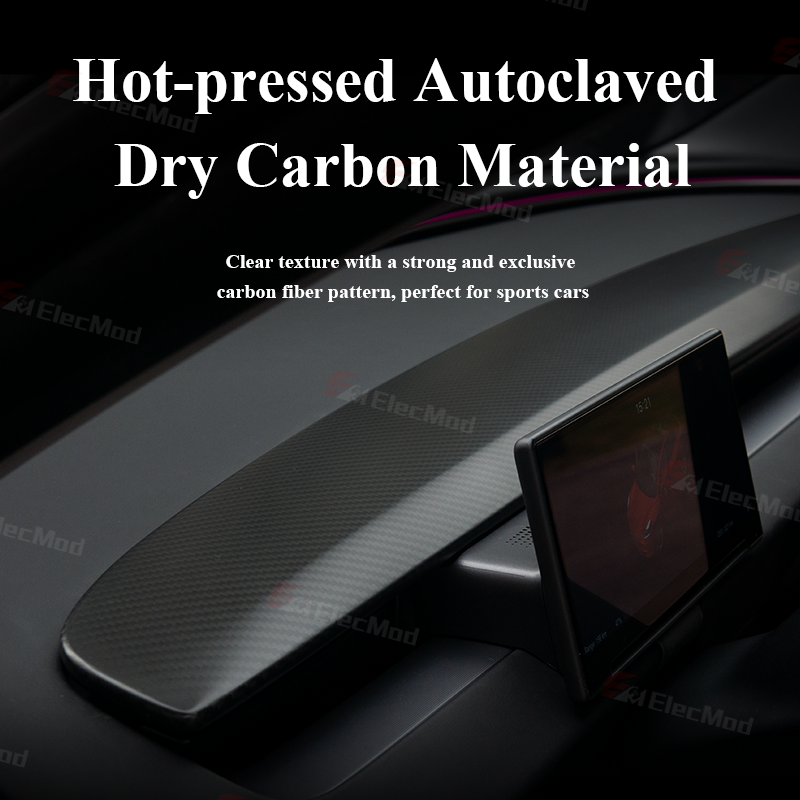 ElecMod Real Carbon Fiber Dash Cap Cover For Model 3 Highland