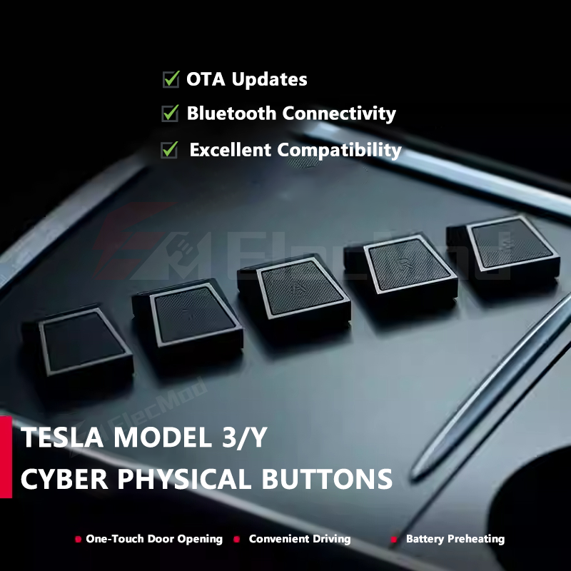 ElecMod Cyber-Style Physical Buttons with Customizable Extension Features For Tesla Model 3/Y