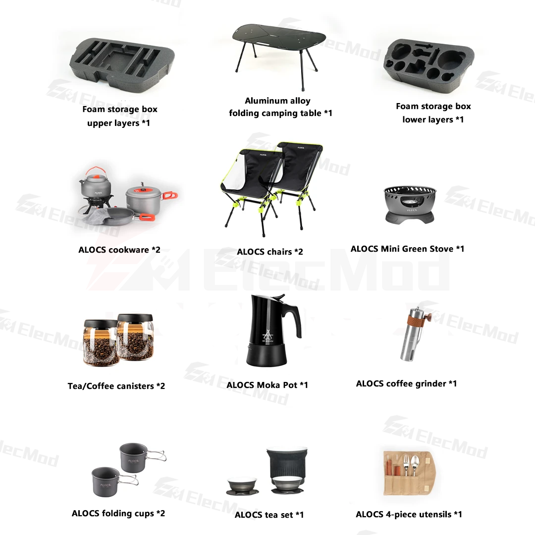 ElecMod Tesla Front Trunk Camping Gear Storage Box For Tesla Model Y (with Table, Chairs, Coffee Set) 