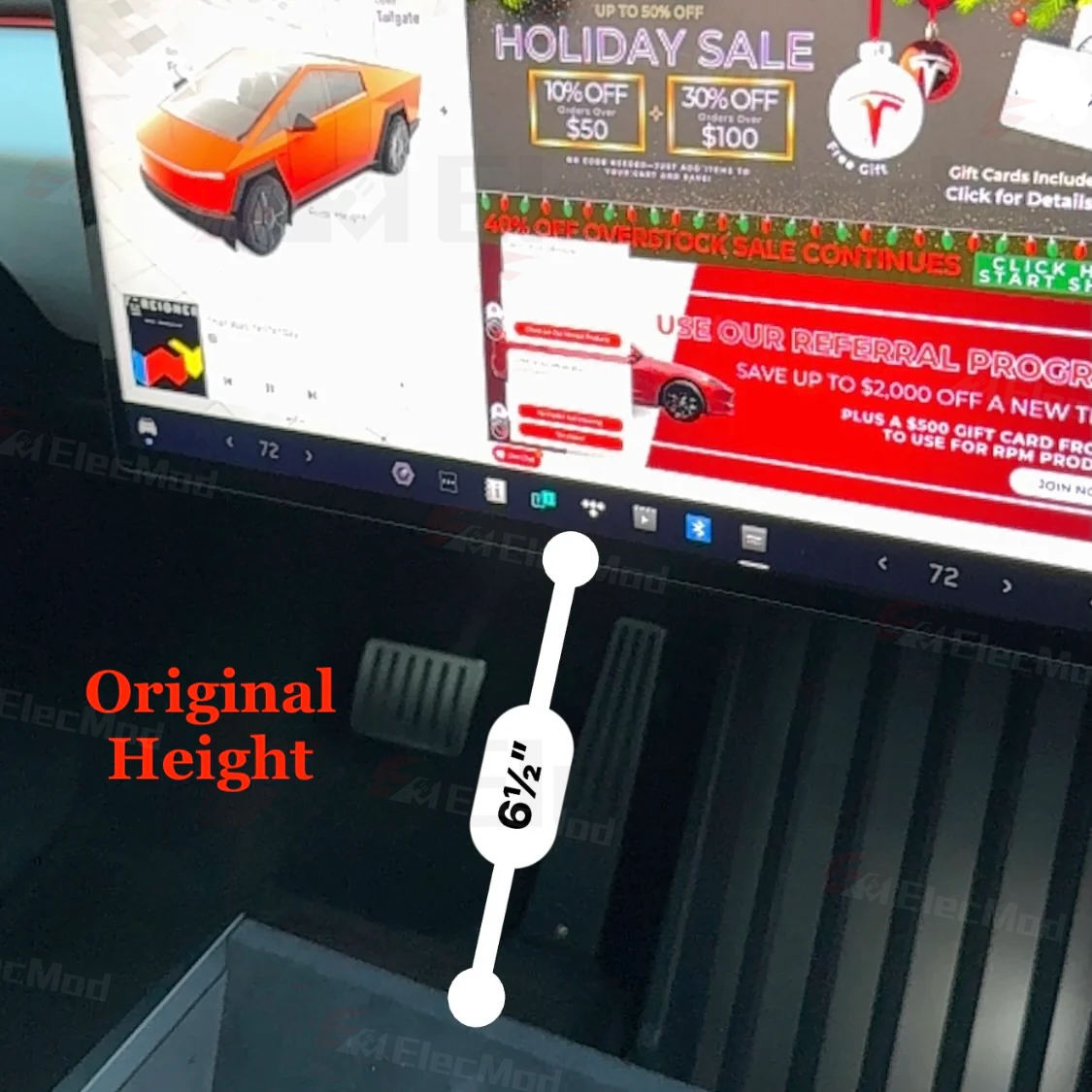 ElecMod Center Console Dashboard Touch Screen Swivel Mount kit  For Tesla Cybertruck