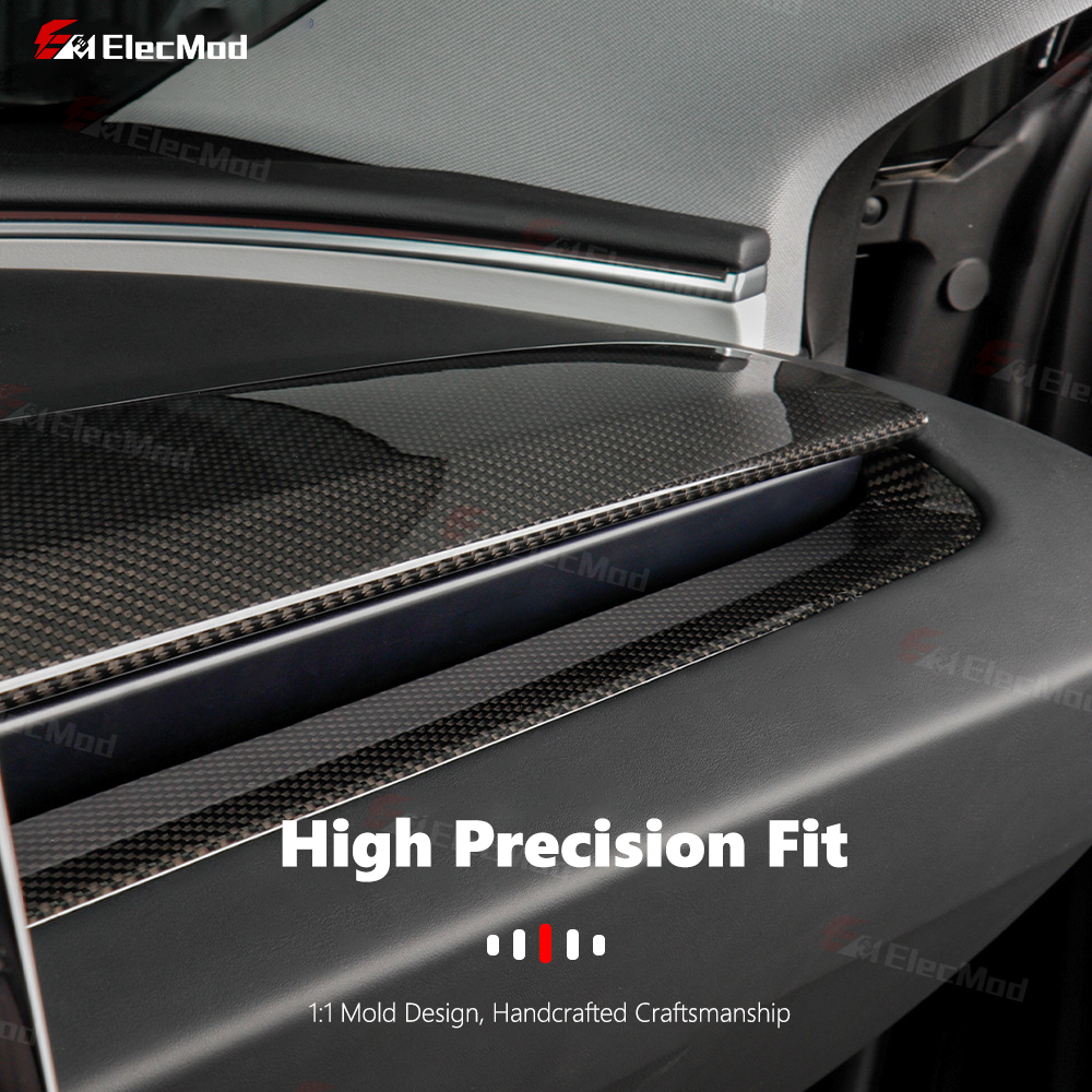 ElecMod Real Carbon Fiber Dash Cap Cover For Model 3 Highland