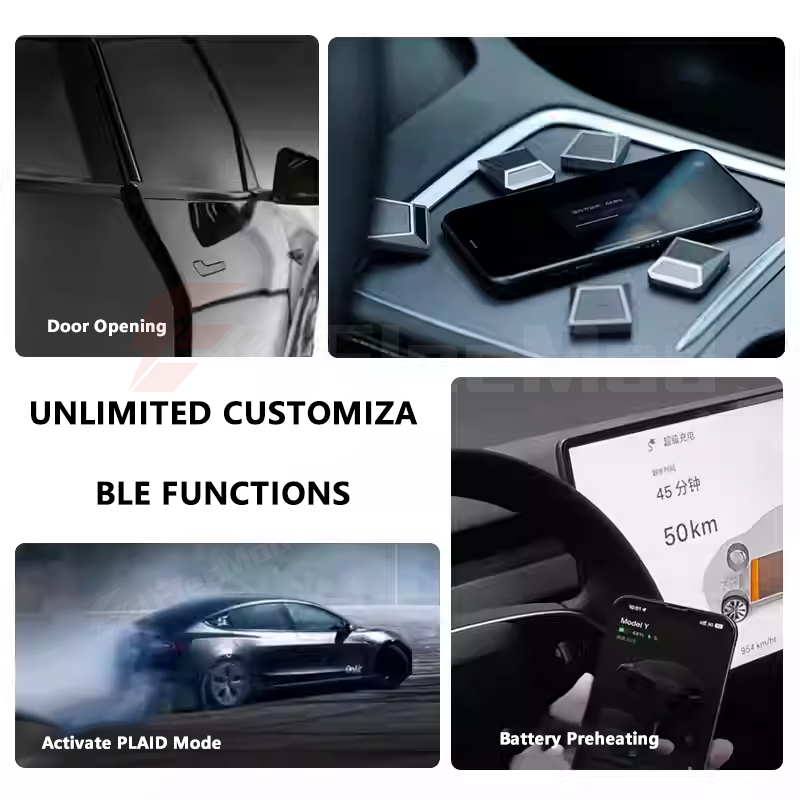 ElecMod Cyber-Style Physical Buttons with Customizable Extension Features For Tesla Model 3/Y