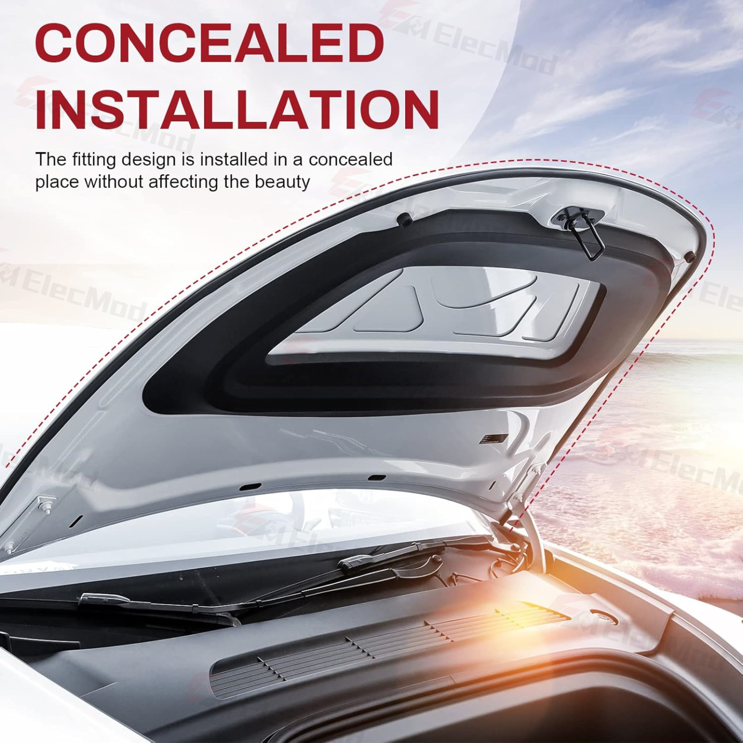 ElecMod Soundproofing Weather Strip Rubber Seal Noise Insulation For Tesla Model 3/Y Accessories