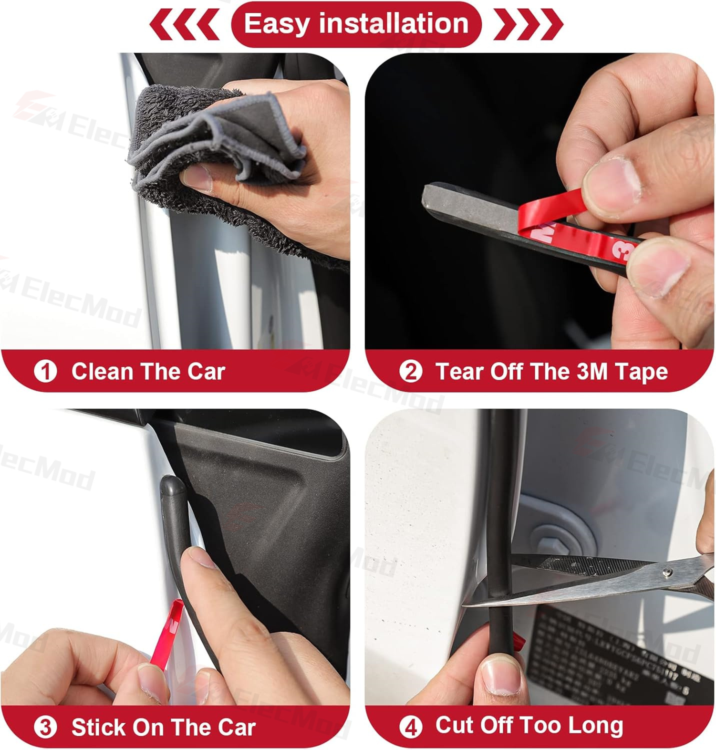 ElecMod Soundproofing Weather Strip Rubber Seal Noise Insulation For Tesla Model 3/Y Accessories