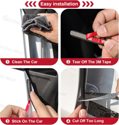 ElecMod Soundproofing Weather Strip Rubber Seal Noise Insulation For Tesla Model 3/Y Accessories