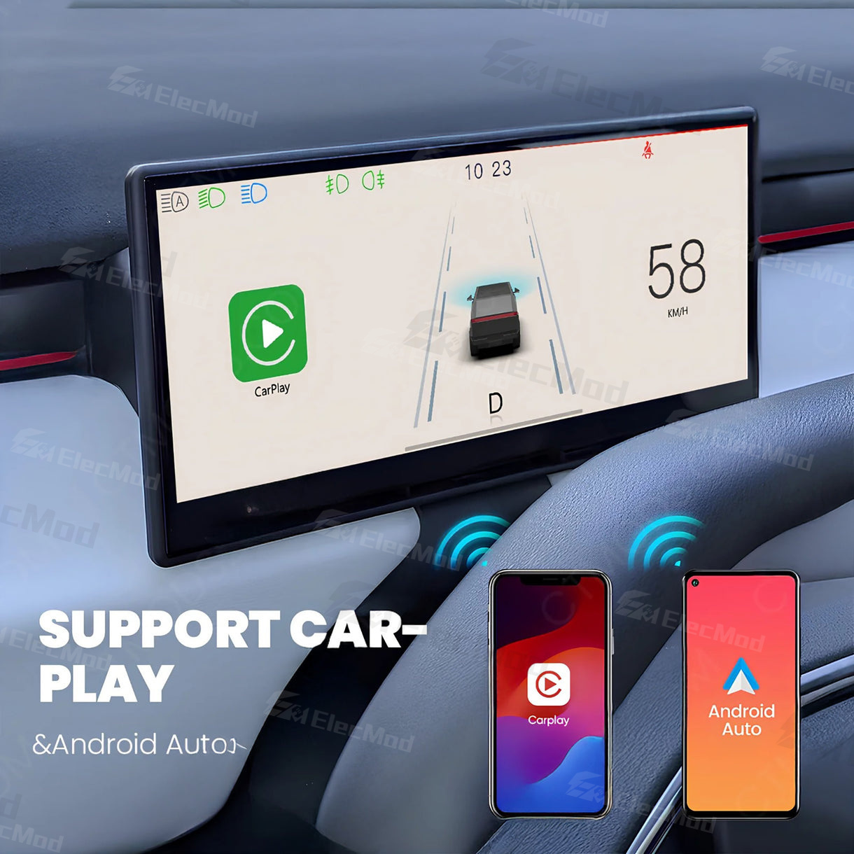 ElecMod Tesla Dashboard Screen FC9 8.9-inch Instrument Cluster Display For Tesla Cybertruck