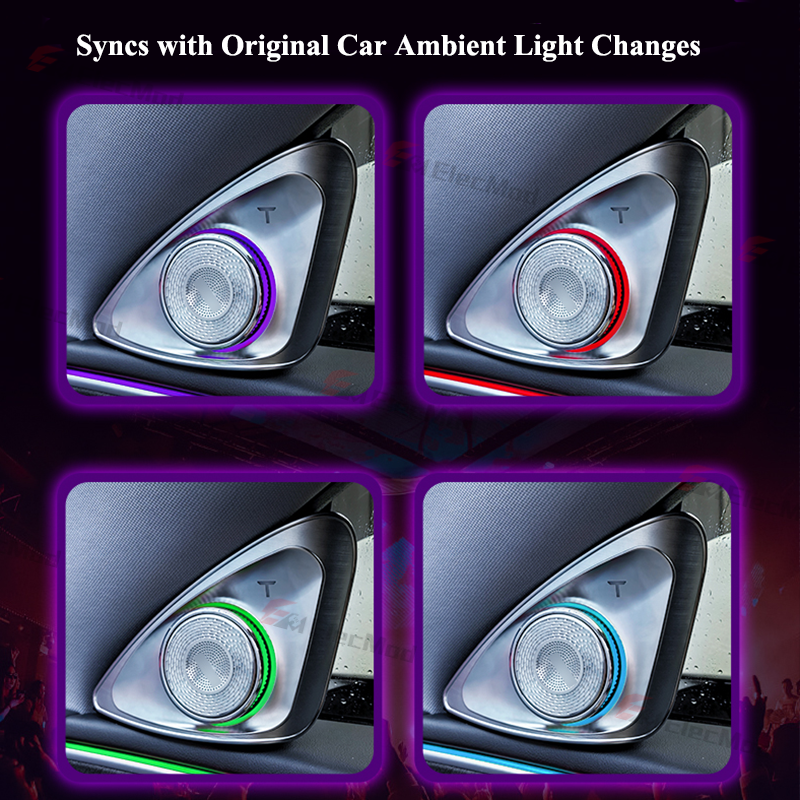 ElecMod 4D Rotating Tweeter with Ambient Light For Tesla Model 3/Y/Model 3 Highland