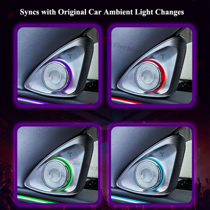 ElecMod 4D Rotating Tweeter with Ambient Light For Tesla Model 3/Y/Model 3 Highland