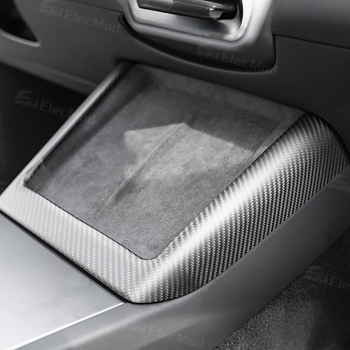 ElecMod Real Carbon Fiber Center Console Charging Frame Cover for Tesla Model 3 Highland 2024+