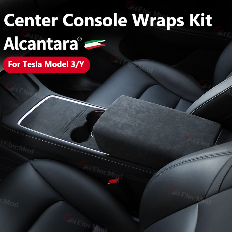 ElecMod Alcantara Center Console Trim Cover For Tesla Model 3/Y