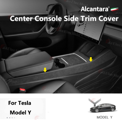 ElecMod Alcantara Center Console Side Trim Cover For Tesla Model Y