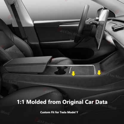 ElecMod Alcantara Center Console Side Trim Cover For Tesla Model Y
