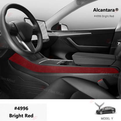 ElecMod Alcantara Center Console Side Trim Cover For Tesla Model Y