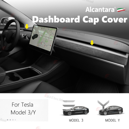 ElecMod Alcantara Dash Cap Trim Cover For Tesla Model 3/Y