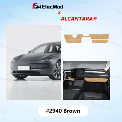 ElecMod Alcantara Dashboard Under-Panel Trim for Tesla Model 3 Highland