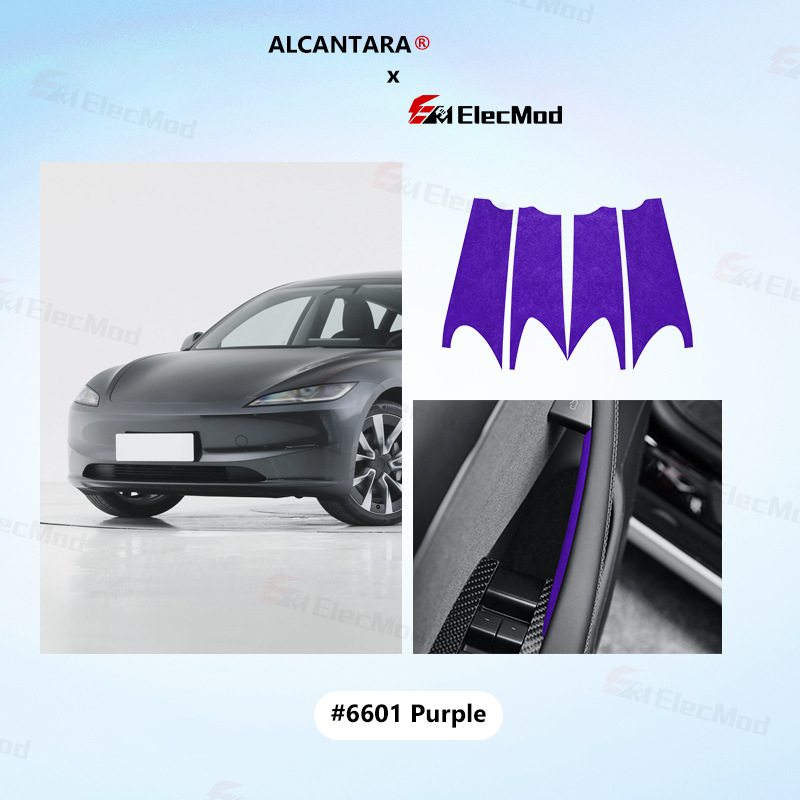 ElecMod Alcantara Inner Door Handle Trim Cover Sticker For Tesla Model 3 Highland