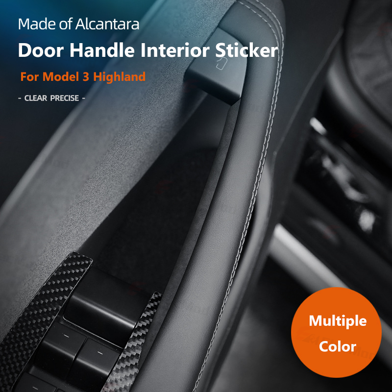 ElecMod Alcantara Inner Door Handle Trim Cover Sticker For Tesla Model 3 Highland