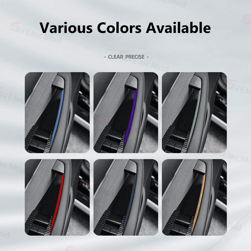 ElecMod Alcantara Inner Door Handle Trim Cover Sticker For Tesla Model 3 Highland