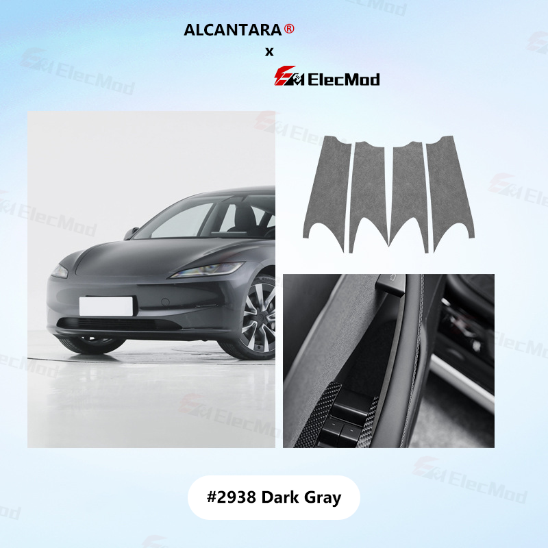 ElecMod Alcantara Inner Door Handle Trim Cover Sticker For Tesla Model 3 Highland