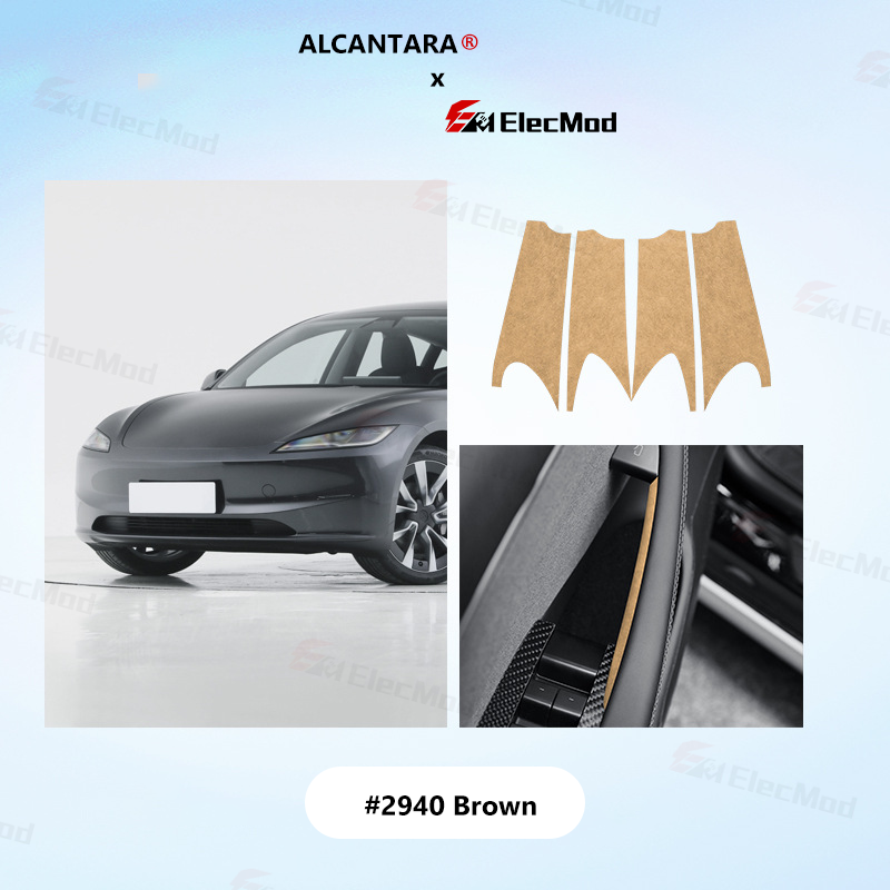 ElecMod Alcantara Inner Door Handle Trim Cover Sticker For Tesla Model 3 Highland