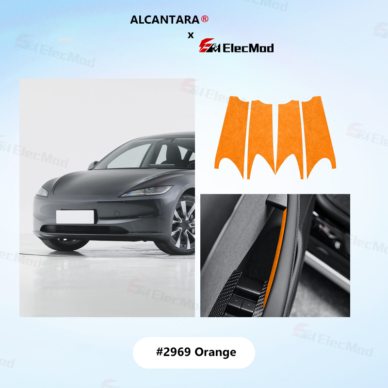 ElecMod Alcantara Inner Door Handle Trim Cover Sticker For Tesla Model 3 Highland