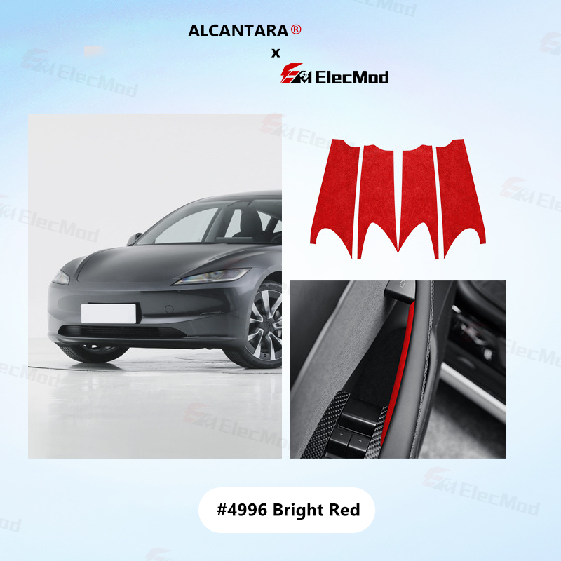 ElecMod Alcantara Inner Door Handle Trim Cover Sticker For Tesla Model 3 Highland