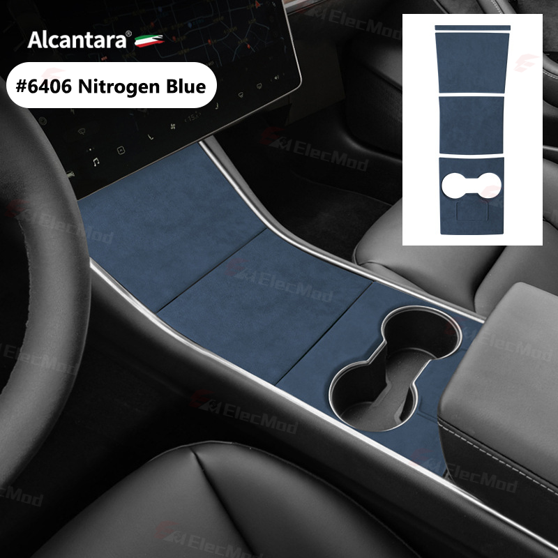 thumbnail image 2 of QUTBAG Suede Center Console Armrest Wrap For Tesla Model 3 2017-2020 – Black & Gray Interior Upgrade Kit 2 of 14