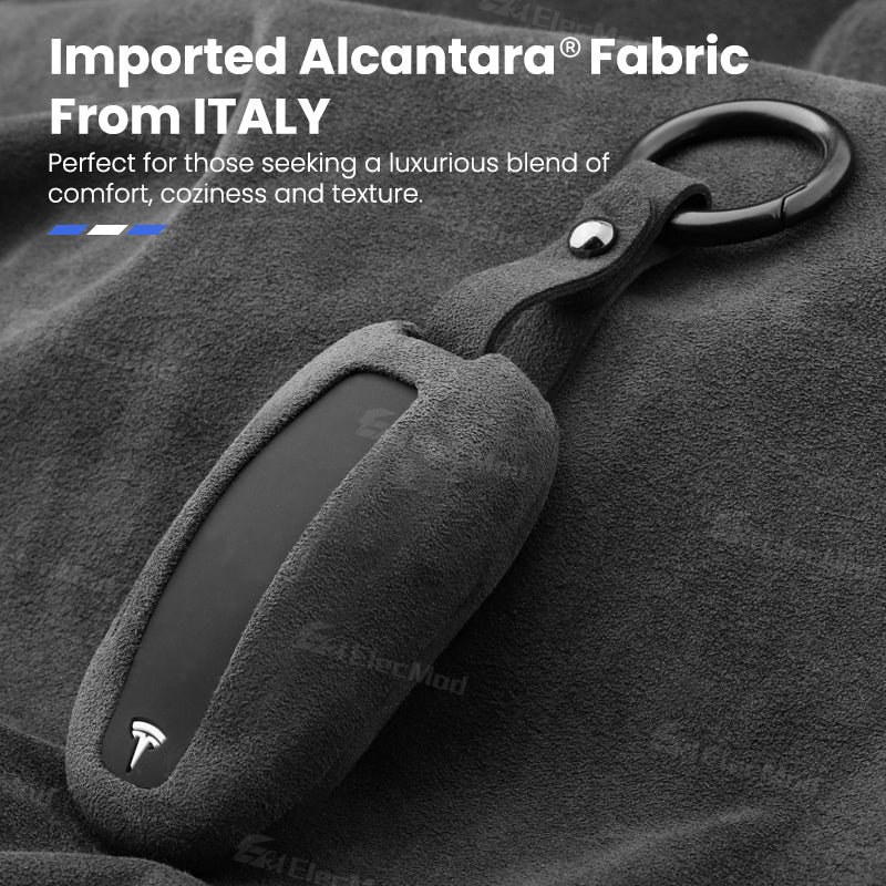 ElecMod Alcantara Tesla Key Fob Cover for Model 3/Y/S/X