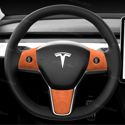ElecMod Alcantara Tesla Steering Wheel Trim Cover For Model 3/Y
