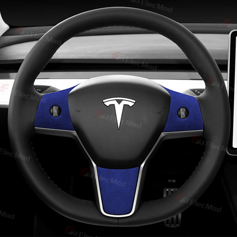 ElecMod Alcantara Tesla Steering Wheel Trim Cover For Model 3/Y