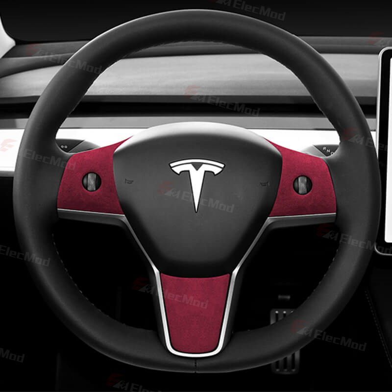 ElecMod Alcantara Tesla Steering Wheel Trim Cover For Model 3/Y
