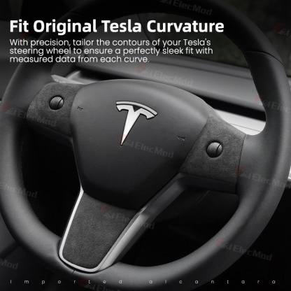 ElecMod Alcantara Tesla Steering Wheel Trim Cover For Model 3/Y