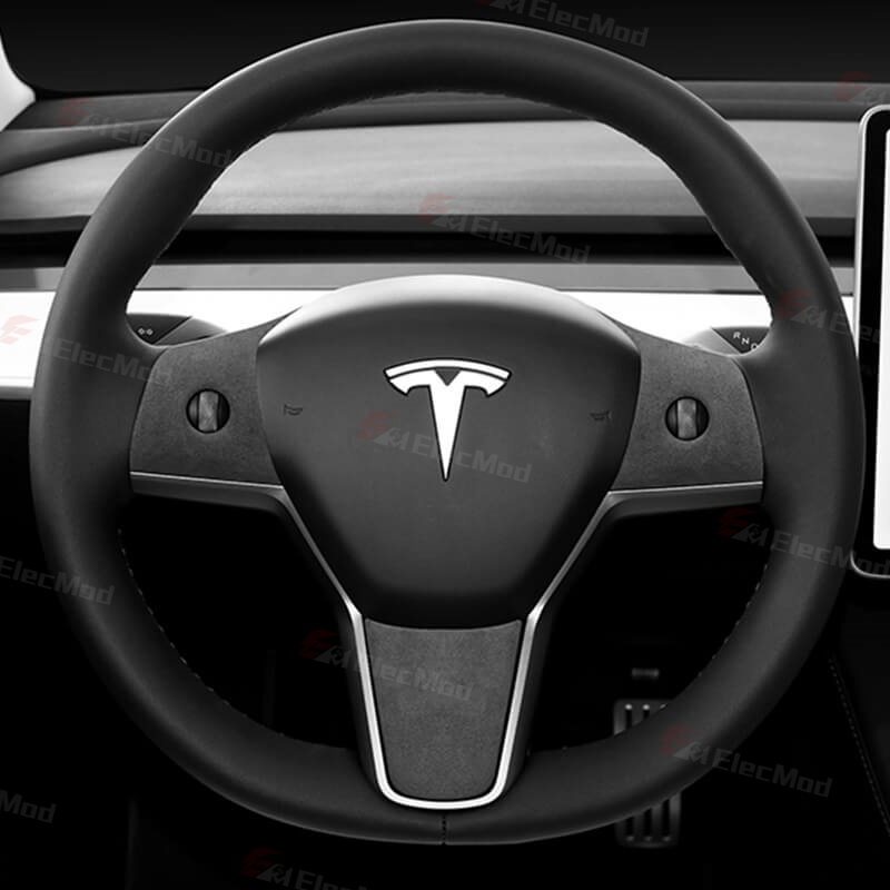 ElecMod Alcantara Tesla Steering Wheel Trim Cover For Model 3/Y