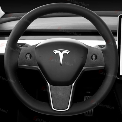 ElecMod Alcantara Tesla Steering Wheel Trim Cover For Model 3/Y
