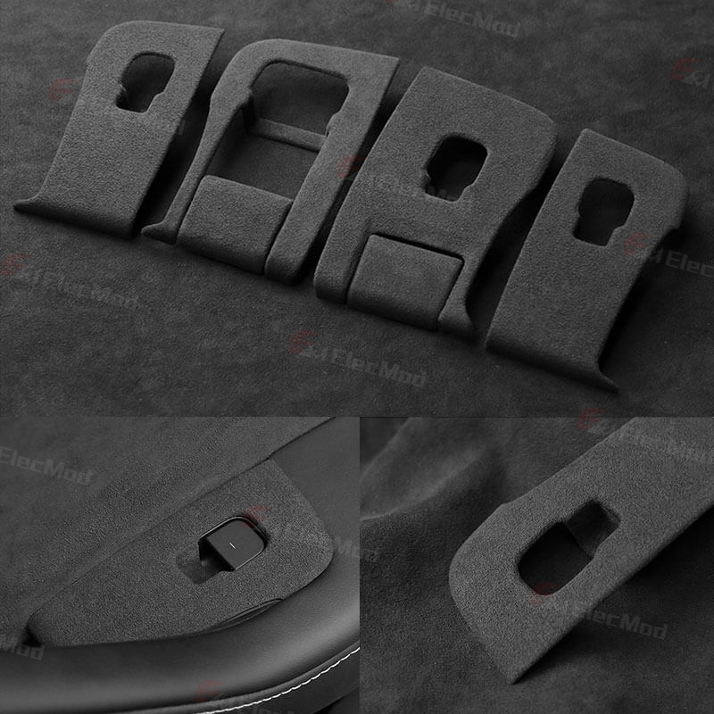 ElecMod Alcantara Window Switch Button Trim Cover For Tesla Model 3/Y