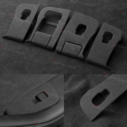 ElecMod Alcantara Window Switch Button Trim Cover For Tesla Model 3/Y