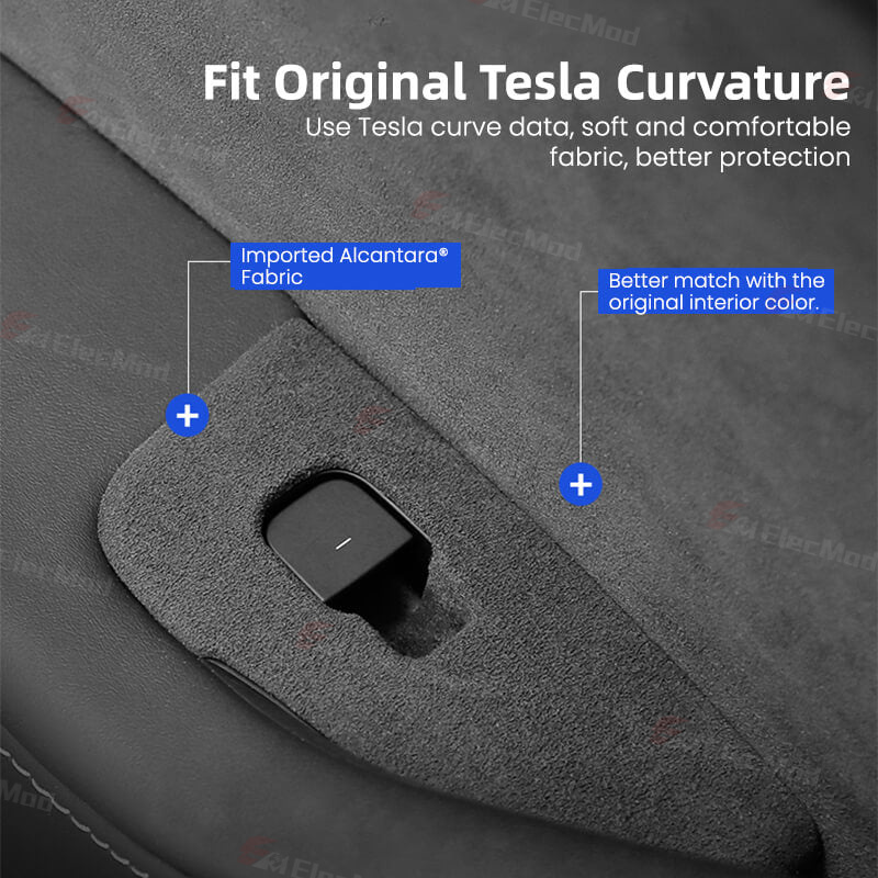 ElecMod Alcantara Window Switch Button Trim Cover For Tesla Model 3/Y