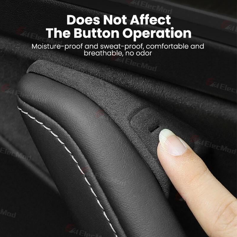 ElecMod Alcantara Door Button Switch Trim Cover For Tesla Model 3/Y