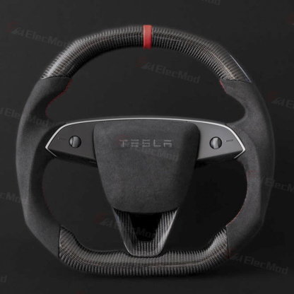 ElecMod Custom Sport Carbon Fiber Steering Wheel for Model 3 Highland