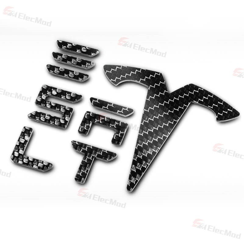 ElecMod Real Carbon Fiber Logo Covers For Model 3/Y Accessories