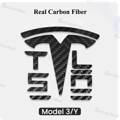 ElecMod Real Carbon Fiber Logo Covers For Model 3/Y Accessories