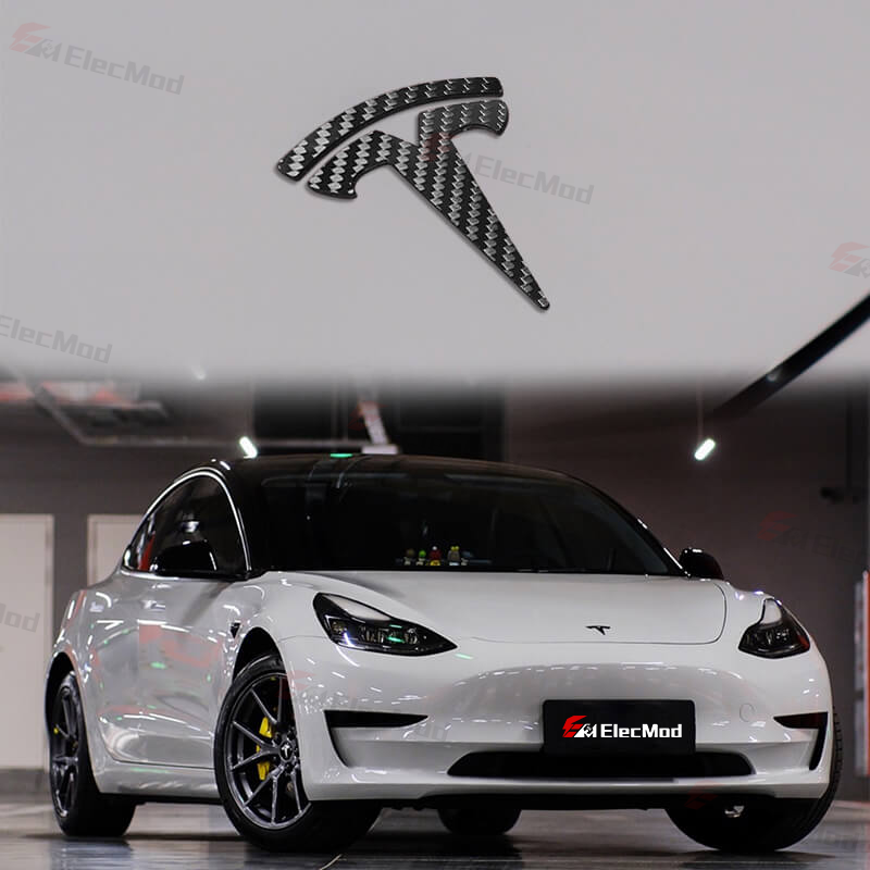 ElecMod Real Carbon Fiber Logo Covers For Model 3/Y Accessories