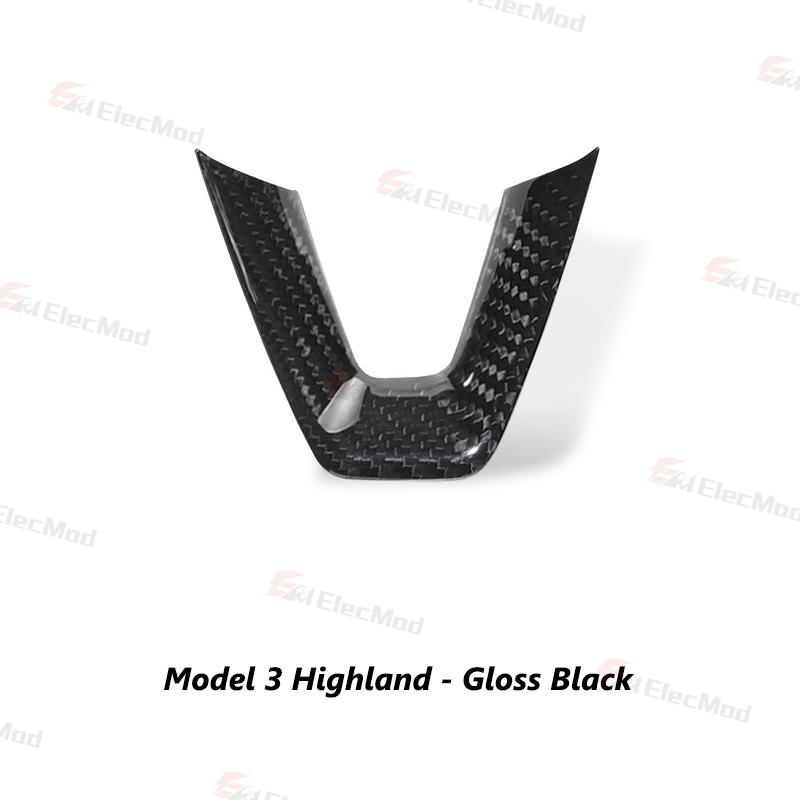ElecMod Real Carbon Fiber Steering Wheel U-Shape Cover for Model 3 Highland