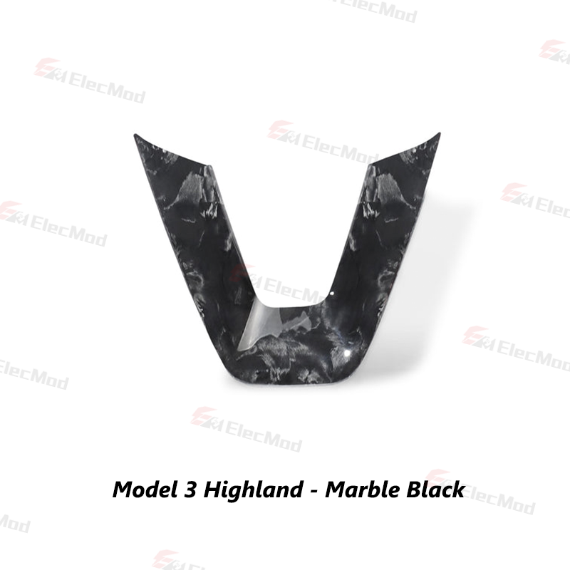 ElecMod Real Carbon Fiber Steering Wheel U-Shape Cover for Model 3 Highland