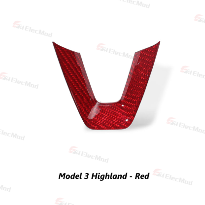 ElecMod Real Carbon Fiber Steering Wheel U-Shape Cover for Model 3 Highland