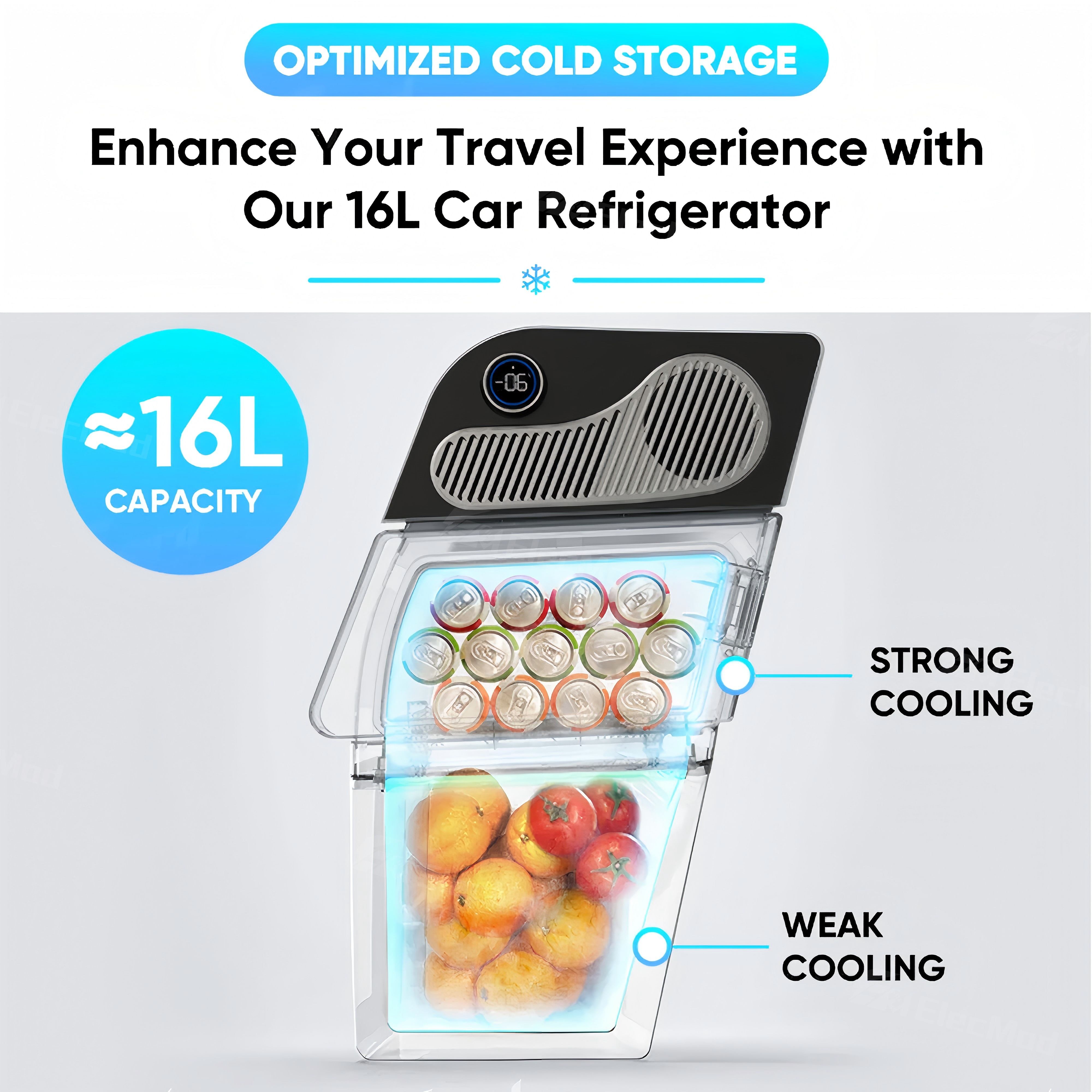 ElecMod GLACIER Y Trunk Fridge 16L Built-in Refrigerator Upgrade Compressor Cooler For Model Y/Model Y Juniper