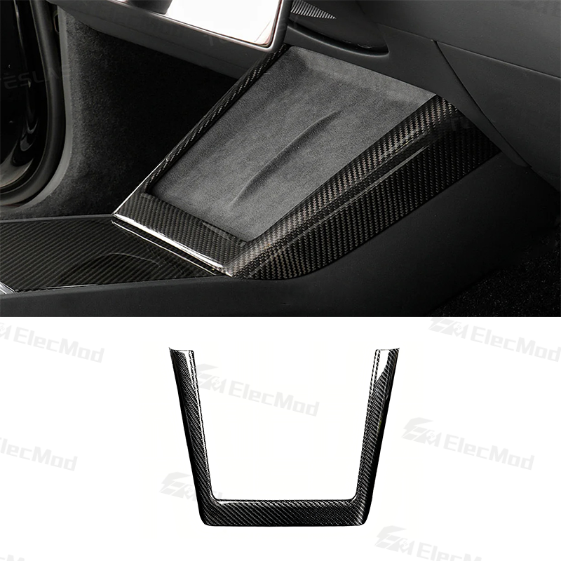 ElecMod Real Carbon Fiber Center Console Charging Frame Cover for Tesla Model 3 Highland 2024+