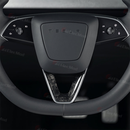 ElecMod Real Carbon Fiber Steering Wheel U-Shape Cover for Model 3 Highland